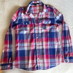 Blue and pink flannel